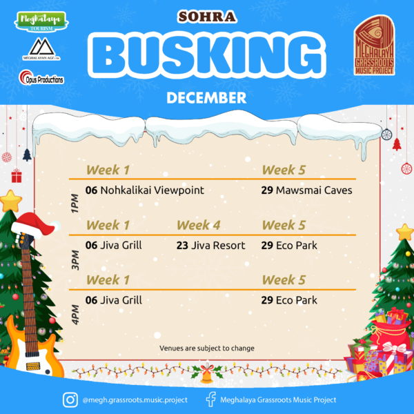 Dec 2024 Busking Calendar Sohra 1 3 4PM